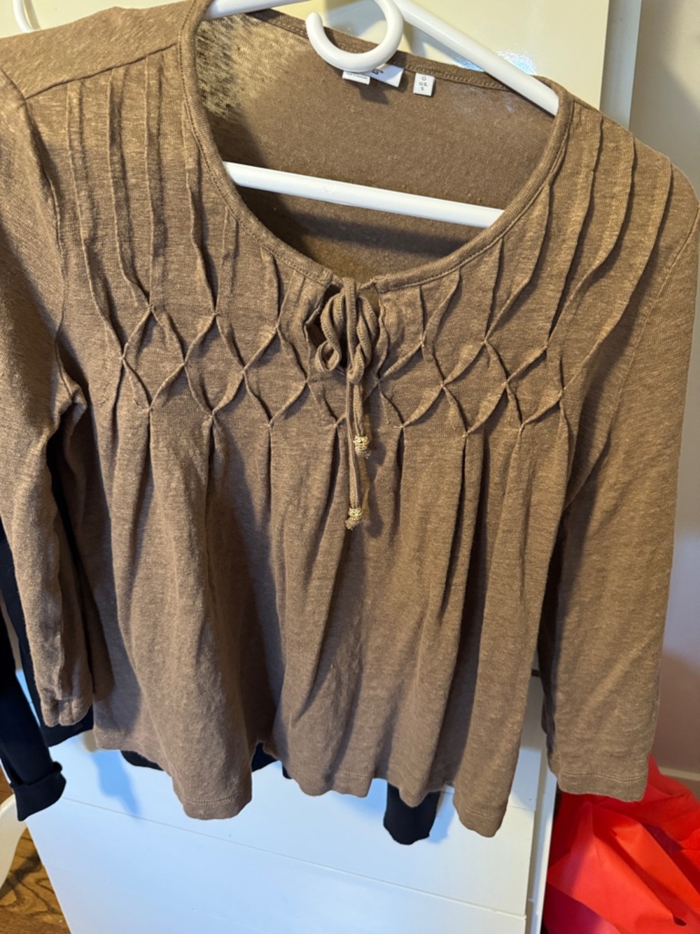Chico's Brown Smocked Yoke Long-Sleeve Tunic